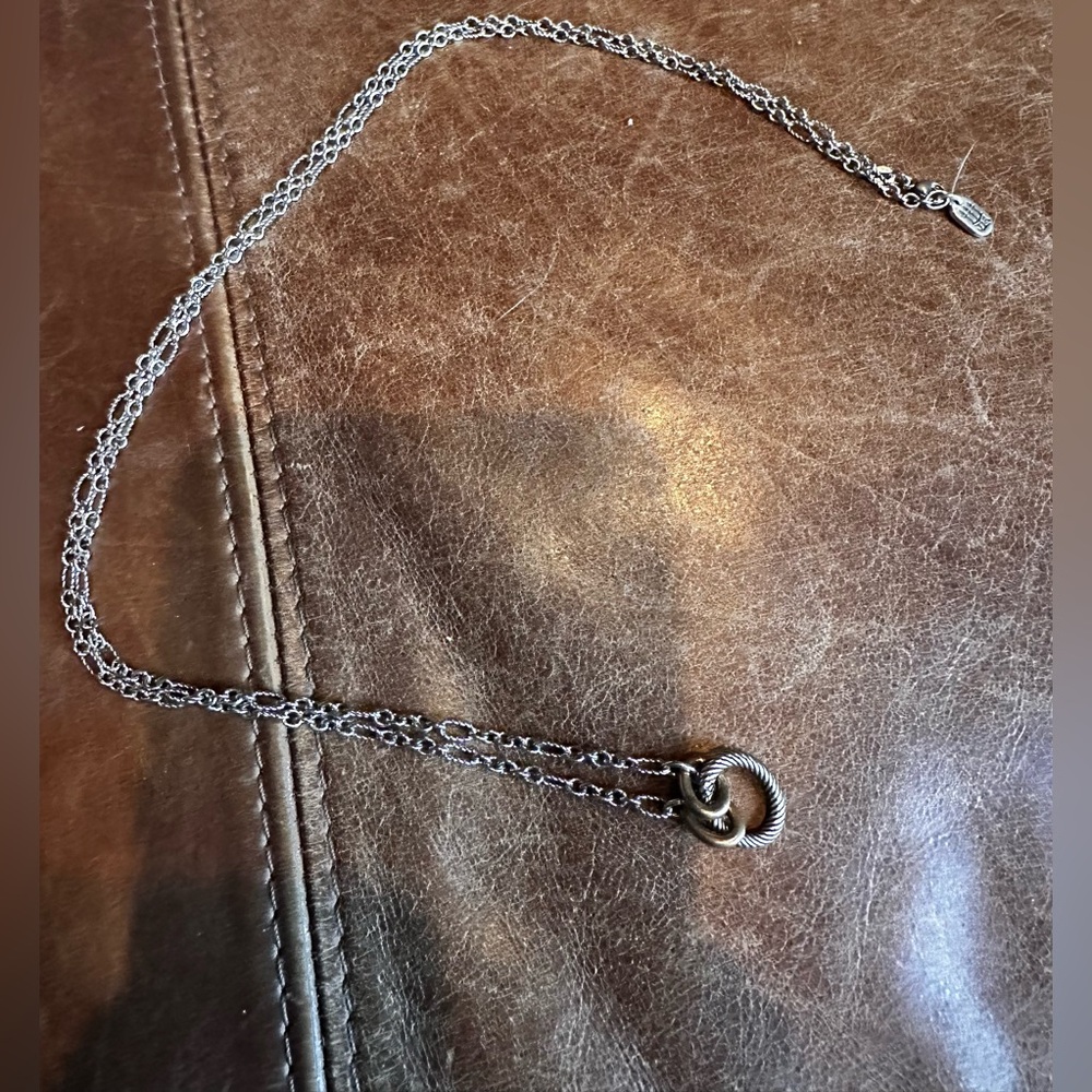 James Avery Bronze and 925 Sterling Silver Oval Twist Charm Holder Necklace